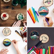 Disco decorativo in legno naturale con corteccia