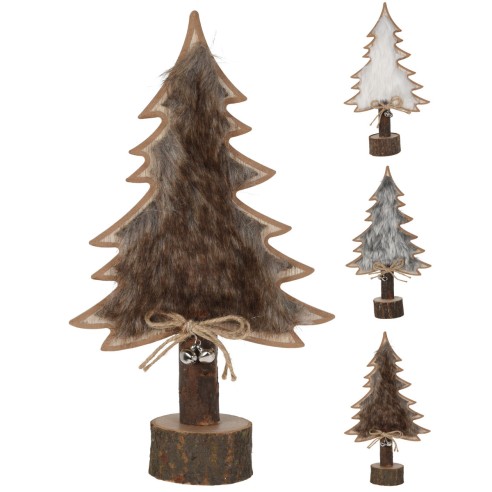 Alberello di Natale in legno naturale H25 cm assortito
