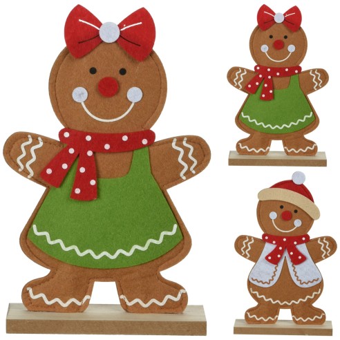 Pan di zenzero in legno e feltro H26 cm assortito
