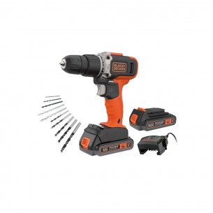 Trapano avvitatore con percussione 18V 2 batteria 2Ah kit Black Decker BCD003D2KA-QW