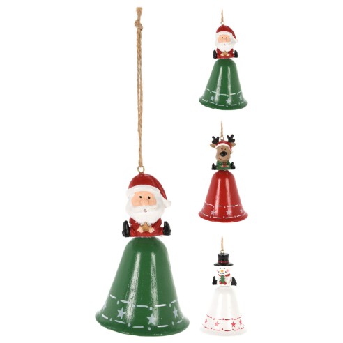 Pendente campana natalizia in metallo H 10 cm assortito