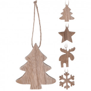 Pendente natalizio in legno H 10 cm assortito