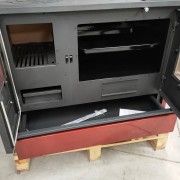 Cucina a legna Lina acciaio rosso Blinky aperta