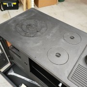 Cucina a legna Lina acciaio rosso Blinky piano