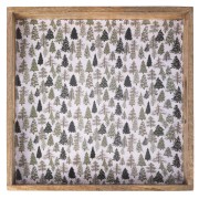 Vassoio natalizio quadrato 35x35cm in legno di mango Xmas Nature
