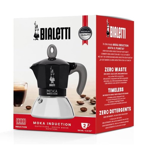 Bialetti caffettiera Moka Induction nero 2 tazze
