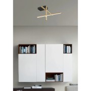 Trinidad plafoniera LED integrato, nero/oro, 1050LM, Novecento