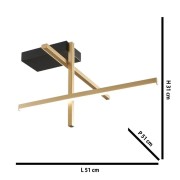 Trinidad plafoniera LED integrato, nero/oro, 1050LM, Novecento