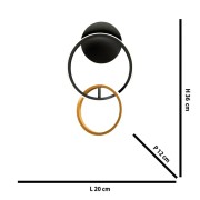 Kara applique LED integrato, metallo nero/oro Novecento