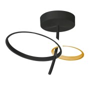 Plafoniera kara LED integrato, metallo nero/oro Novecento