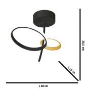 Plafoniera kara LED integrato, metallo nero/oro Novecento