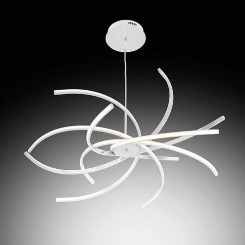 Elettra lampadario LED integrato, metallo bianco, Novecento