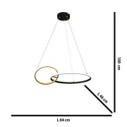 Lampadario kara LED alluminio nero e oro 1600 lm, Novecento dimensioni