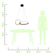 Lampadario a sospensione kara LED integrato, metallo nero/oro Novecento