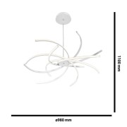 Elettra lampadario LED integrato, metallo bianco, Novecento