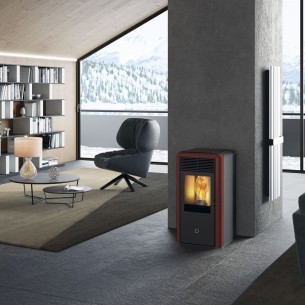 Stufa a pellet ceramica bordeaux Idro Spot100 H 10,1 kW EK 63