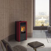 Stufa a pellet ceramica bordeaux Idro Dore160 H 16,2 kW EK 63