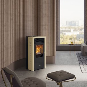 Stufa a pellet ceramica pergamena Idro Dore160 H 16,2 kW EK 63 2