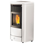 Stufa a pellet ceramica bianco opaco Idro Monday190 H 19,2 kW EK 63