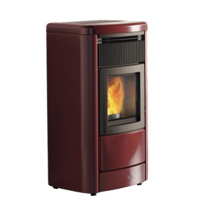 Stufa a pellet ceramica bordeaux Idro Monday230 H 22,8 kW EK 63