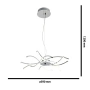 Roxie lampadario LED integrato, cromo, alluminio, 3120LM, Novecento