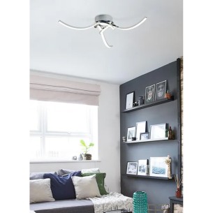 Roxie plafoniera LED, cromo, alluminio, 1400LM, Novecento