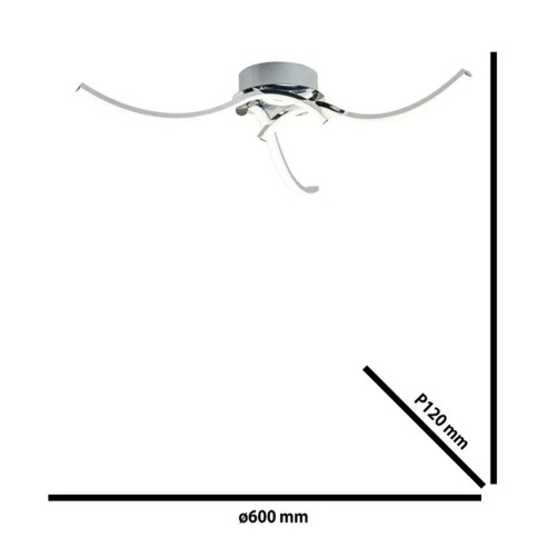Roxie plafoniera LED, cromo, alluminio, 1400LM, Novecento