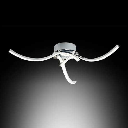 Roxie plafoniera LED, cromo, alluminio, 1400LM, Novecento