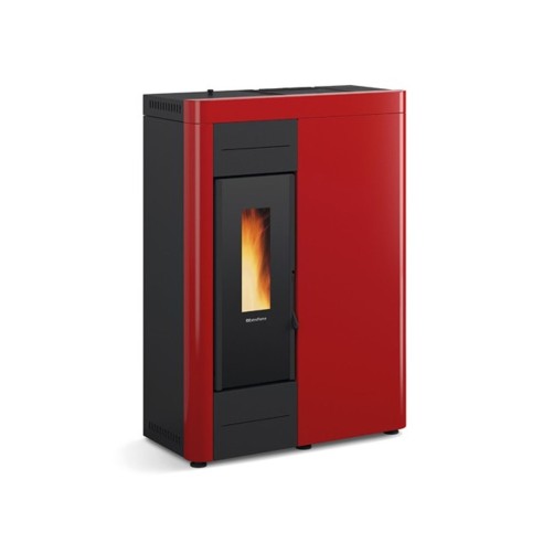 Stufa a pellet ermetica slim bordeaux Virna Idro 14,5 kW La Nordica Extraflame