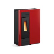 Stufa a pellet ermetica slim bordeaux Virna Idro 14,5 kW La Nordica Extraflame
