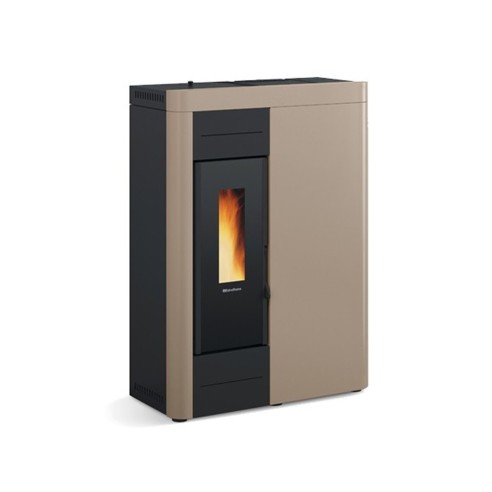 Stufa a pellet ermetica slim tortora Virna Idro 14,5 kW La Nordica Extraflame