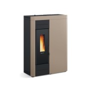 Stufa a pellet ermetica slim tortora Virna Idro 14,5 kW La Nordica Extraflame