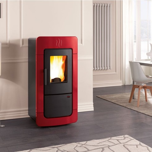 Stufa a pellet maiolica bordeaux Diadema Idro Evo 28 kW LaNordica Extraflame 1276804