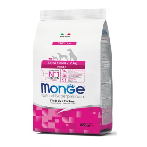 Monge Natural Superpremium Extra Small Adult ricco di pollo 800g