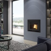 Inserto a pellet ventilato Pellek80 Evo 8,1 kW Ek63 813840 kit cassetto frontale caricamento pellet a inserto acceso