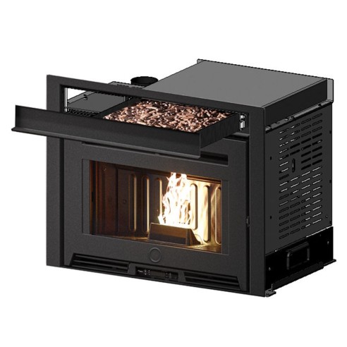 Inserto a pellet ventilato Pellek80 Evo 8,1 kW Ek63 813840 kit cassetto caricamento pellet a inserto acceso