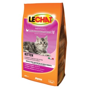 LeChat Kitten croccantini per gatti con pollo fresco e riso 1,5 kg