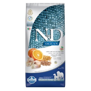 Farmina N&D Ocean dog Adult Medium & Maxi merluzzo, farro, avena e arancia 2,5kg