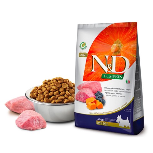 Farmina N&D Punpkin Adult Mini agnello, mirtilli, zucca alimento secco cane