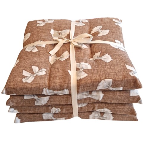 Set 4pz cuscino per sedia Nastro tortora 40x40cm Olibò