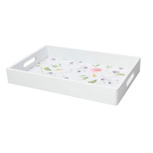 Vassoio Audrey rettangolare legno bianco 30x20cm