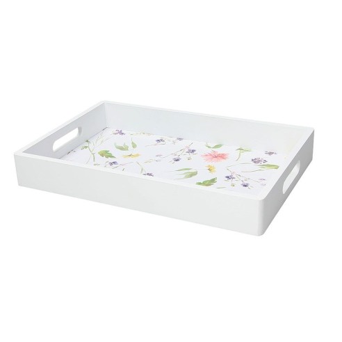 Vassoio Audrey rettangolare legno bianco 30x20cm