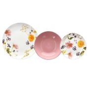 Servizio piatti 18 pezzi Audrey porcellana rosa