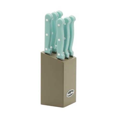 Ceppo 7 coltelli per bistecca Kitchen Word azzurro