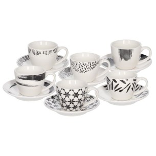 Tazzine caffè con piattino 80 cc Zenith New Bone China nero 6pz