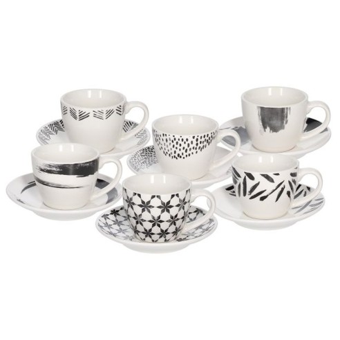 Tazzine caffè con piattino 80 cc Zenith New Bone China nero 6pz