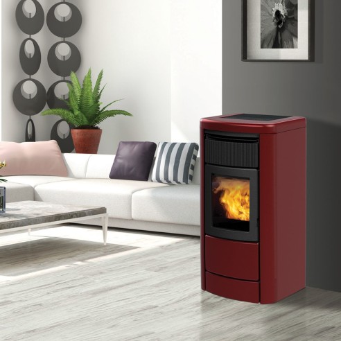 Termostufa a pellet Layma2 Idro 22 kW bordeaux Italiana Camini
