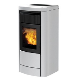Stufa a pellet Layma2 Idro 22 kW bianco opaco Italiana Camini