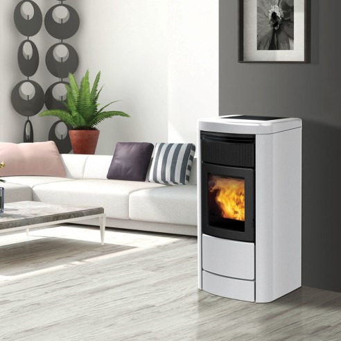 Termostufa a pellet Layma2 Idro 22 kW bianco opaco Italiana Camini