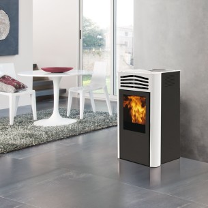 Stufa a pellet ventilata Ten2 11,4 kW Bianca Italiana Camini 2